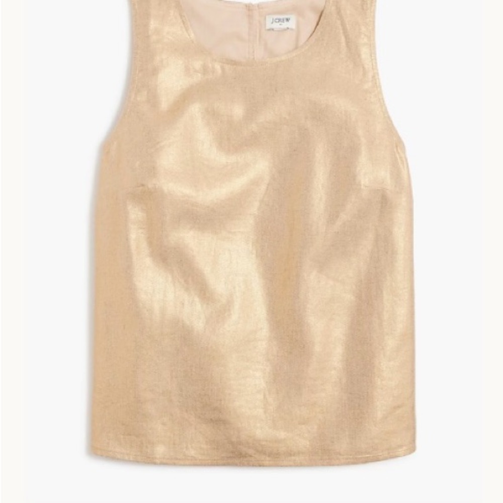 J. Crew Gold Elegant Shimmer Linen Blend Shell Tank Top